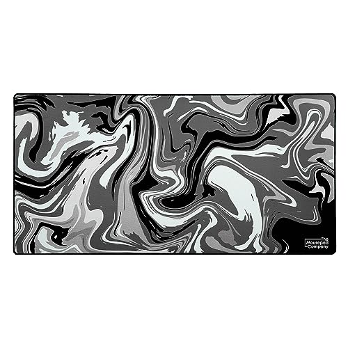 DURAGLYDE The Mousepad Company Original Strata Liquid großes Gaming-Mauspad für den Schreibtisch (groß (91,4 x 43,2 cm), Schwarz und Weiß von DURAGLYDE
