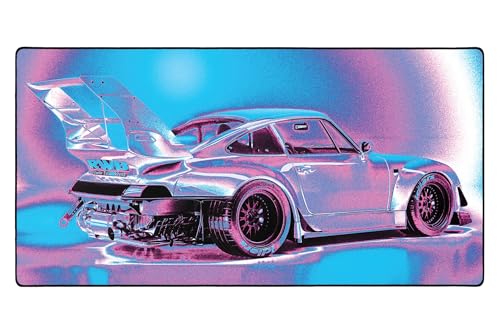 DURAGLYDE Vaporwave Porsche großes Mauspad (91,4 x 43,2 cm) Racing Series für Ihren Schreibtisch – extra große, erweiterte Matte, ideal für Gaming von DURAGLYDE