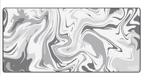 DURAGLYDE MPCO Strata Liquid White & Grey Großes Gaming-Mauspad WFH (Weiß & Grau, AeroGlyde-Stoff (groß (91,4 x 43,2 cm) von DURAGLYDE