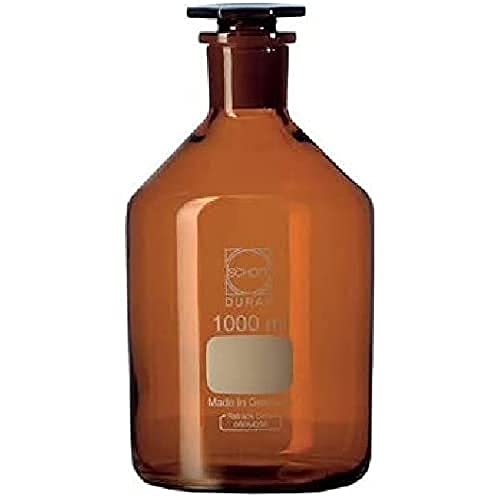 DURAN 21 168 36 Standflasche, Enghals mit Normschliff und NS-Glasstopfen, Braun, 19/26 NS Hals, 250ml Inhalt, 10 Stück von DURAN