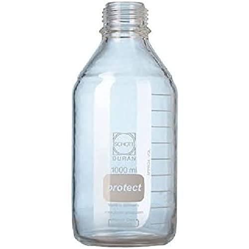 DURAN 21 805 36 PROTECT Laborflasche mit DIN Gewinde, Kunststoffummantelt, Ohne Verschluss und Ausgießring, Klar, 250ml Inhalt, 10 Stück von DURAN