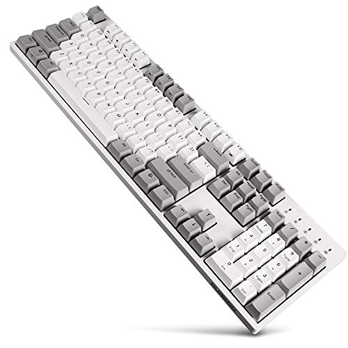DURGOD Taurus K310 Vollformat Mechanische Tastatur | 104 Tasten | USB C Verkabelt | Doppelschichtige PBT Tastenkappen | Programmierbare | Windows & Mac (White, Cherry Blue) von DURGOD