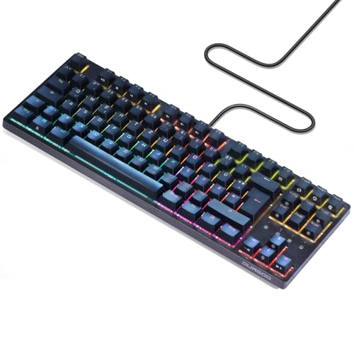 DURGOD Taurus K320 RGB TKL Mechanische Tastatur | 88 Tasten Tenkeyless | USB C Verkabelt | Doubleshot PBT Tastenkappen | QWERTZ - Deutsches Layout (Nebula RGB, Cherry Silent Red) von DURGOD
