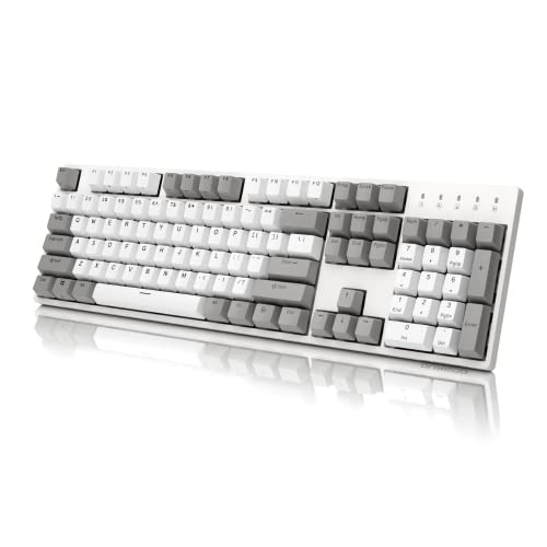 DURGOD Taurus k310 Vollformat Mechanische Gaming-Tastatur - 105 Tasten - Doppelschichtige PBT - USB Typ C - ISO UK Layout (White, Cherry Mx Brown) von DURGOD