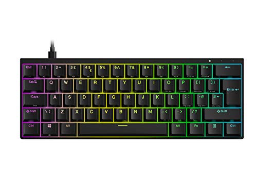 DURGOD Venus 62 Mechanische Gaming-Tastatur, RGB – Layout 60% – USB Typ C – Gehäuse aus Aluminium – Double Shot PBT (britische Tastatur – ISO UK) (Gateron Blue, Schwarz) von DURGOD