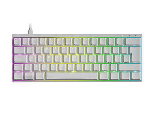 Durgod Venus 62 Mechanische Gaming-Tastatur - 60% Layout ISO UK Großbritannien - Aluminiumgehäuse - Double Shot PBT - RGB (Gateron Silent Brown, Weiß) von DURGOD