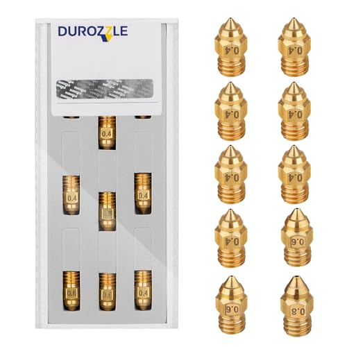 DUROZZLE MK8 3D-Drucker-Düsen-Set, Messing, 0,4 mm, 0,6 mm, 0,8 mm, mit Aufbewahrungsbox für Ender 3, Ender 5, CR-10, Elegoo Neptune 3, Sovol SV06 und mehr, 10 Stück DUROZZLE MK8 3D-Drucker-Düsen-Set, Messing, 0,4 mm, 0,6 mm, 0,8 mm, mit Aufbewahrungsbox für Ender 3, Ender 5, CR-10, Elegoo Neptune 3, Sovol SV06 und mehr, 10 Stück von DUROZZLE