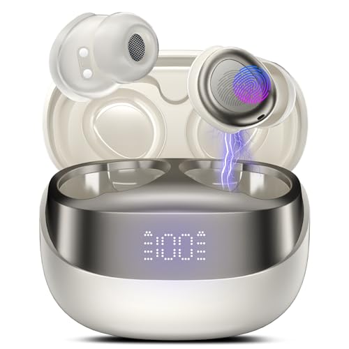 Bluetooth Kopfhörer, Mini In Ear Kopfhörer Kabellos Bluetooth 5.4 Stereo HiFi Immersiv, 47Std Spielzeit Schlafkopfhörer mit Passiver Geräuschmaskierung, LED-Anzeige, IP7 Wasserdichte Ohrhörer Weiß Bluetooth Kopfhörer, Mini In Ear Kopfhörer Kabellos Bluetooth 5.4 Stereo HiFi Immersiv, 47Std Spielzeit Schlafkopfhörer mit Passiver Geräuschmaskierung, LED-Anzeige, IP7 Wasserdichte Ohrhörer Weiß von DUSONLAP