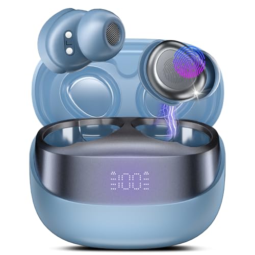 Bluetooth Kopfhörer, Mini In Ear Kopfhörer Kabellos Bluetooth 5.4 Stereo HiFi Immersiv, 47Std Spielzeit Schlafkopfhörer mit Passiver Geräuschmaskierung, LED-Anzeige, IP7 Wasserdichte Ohrhörer Blau Bluetooth Kopfhörer, Mini In Ear Kopfhörer Kabellos Bluetooth 5.4 Stereo HiFi Immersiv, 47Std Spielzeit Schlafkopfhörer mit Passiver Geräuschmaskierung, LED-Anzeige, IP7 Wasserdichte Ohrhörer Blau von DUSONLAP