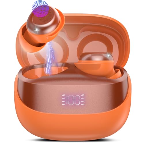 DUSONLAP Bluetooth Kopfhörer, Mini In Ear Kopfhörer Kabellos Bluetooth 5.4 HiFi Immersiv Sound, 47Std Spielzeit Schlafkopfhörer mit Passiver Geräuschmaskierung, LED-Anzeige, IPX7 wasserdichte, Orange DUSONLAP Bluetooth Kopfhörer, Mini In Ear Kopfhörer Kabellos Bluetooth 5.4 HiFi Immersiv Sound, 47Std Spielzeit Schlafkopfhörer mit Passiver Geräuschmaskierung, LED-Anzeige, IPX7 wasserdichte, Orange von DUSONLAP