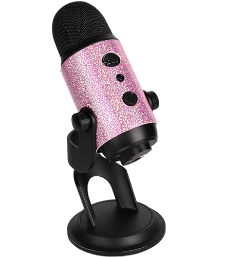 DUWUZEST Sparkling Blue Yeti Pop Filter - Niedliches Klettband-Design, Bling Diamond Shiny Skin Sleeve Kompatibel mit Blue Yeti Mikrofonen (Silber) (Sparkling Pink) von DUWUZEST