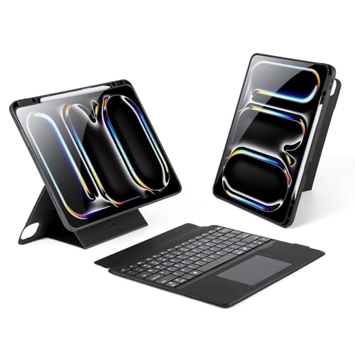 DUX DUCIS [DK Series Tastaturhülle, entworfen für Apple iPad Pro 13 (2024), abnehmbares Touchpad, Bluetooth-Tastatur, Tablet, Lederhülle, Schwarz von DUX DUCIS