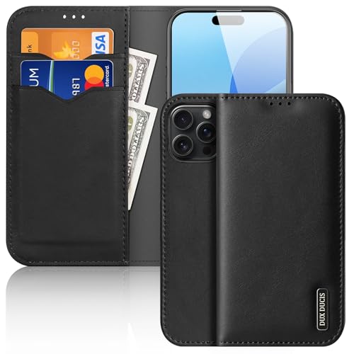 DUX DUCIS [Hivo Series Case Designed for Apple iPhone 16 Pro Max, Genuine Leather Case with Wallet Card Slot, Flip Phone Cover with RFID Blocking Material - Black DUX DUCIS [Hivo Series Case Designed for Apple iPhone 16 Pro Max, Genuine Leather Case with Wallet Card Slot, Flip Phone Cover with RFID Blocking Material - Black von DUX DUCIS