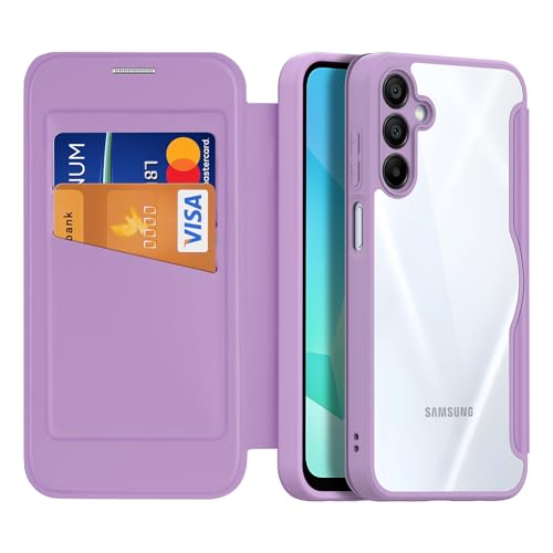 DUX DUCIS Handyhülle für Samsung Galaxy A16 4G/5G Hülle, Premium Flip Leder Klar Stoßfest Schutzhülle Kartenfach mit RFID Flip Case Klapphülle für Samsung Galaxy A16 (Lila) von DUX DUCIS