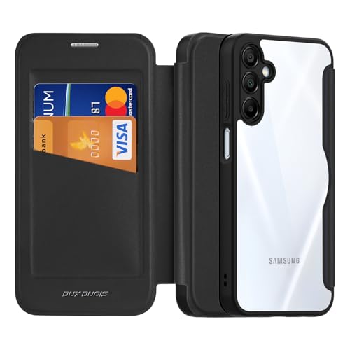 DUX DUCIS Handyhülle für Samsung Galaxy A16 4G/5G Hülle, Premium Flip Leder Klar Stoßfest Schutzhülle Kartenfach mit RFID Flip Case Klapphülle für Samsung Galaxy A16 (Schwarz) von DUX DUCIS