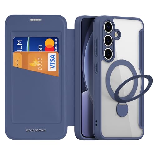 DUX DUCIS Handyhülle für Samsung Galaxy S25 5G Hülle Premium PU Leder Flip Case 360° Drehbar Magnetischer Ständer Schutzhülle mit [RFID Blocker] [Kartenfach] für Samsung Galaxy S25 - Blau von DUX DUCIS