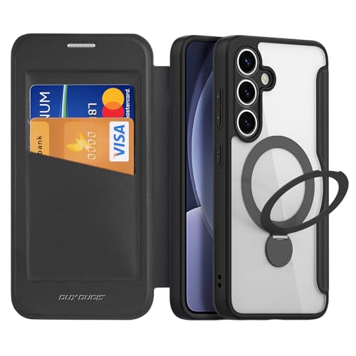 DUX DUCIS Handyhülle für Samsung Galaxy S25 Plus 5G Hülle Premium PU Leder Flip Case 360° Drehbar Magnetischer Ständer Schutzhülle mit [RFID Blocker] [Kartenfach] für Samsung Galaxy S25 Plus - Schwarz von DUX DUCIS