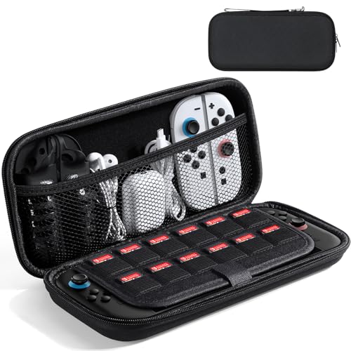 DUX DUCIS Hartschalen Tasche kompatibel mit Nintendo Switch 2 (2025), stoßfeste Tragetasche mit Doppelreißverschluss, 12 Spielefächer, Stauraum für Konsole & Zubehör, Schwarz von DUX DUCIS
