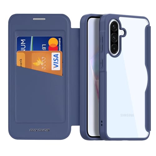 DUX DUCIS Hülle für Samsung Galaxy A36 und Samung Galaxy A56 5G Klapphülle mit 2 Kartenfach, Transparente Anti-Kratzer Leder Flip Case [RFID-Blockierung] Stoßfest Handyhülle - Blau von DUX DUCIS