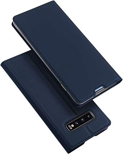 DUX DUCIS Hülle für Samsung Galaxy S10+ Plus, Leder Klappbar Handyhülle Schutzhülle Tasche Case mit [Kartenfach] [Standfunktion] [Magnetisch] für Samsung Galaxy S10+ Plus 6,4" (Blau) von DUX DUCIS