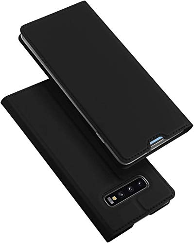 DUX DUCIS Hülle für Samsung Galaxy S10+ Plus, Leder Klappbar Handyhülle Schutzhülle Tasche Case mit [Kartenfach] [Standfunktion] [Magnetisch] für Samsung Galaxy S10+ Plus 6,4" (Schwarz) von DUX DUCIS
