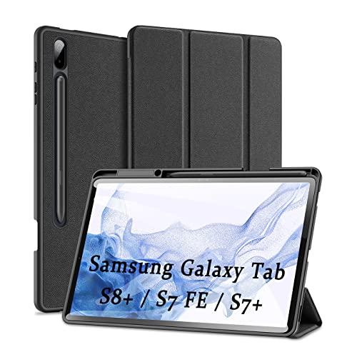 DUX DUCIS Hülle für Samsung Galaxy Tab S8 Plus (SM-X800 / X806)/ S7 FE / S7 Plus 12.4”, ltra Slim Cover TPU Ultra Leightweight Flip Hülle mit S Pen Halter, für Samsung Galaxy Tab S8+, Schwarz von DUX DUCIS