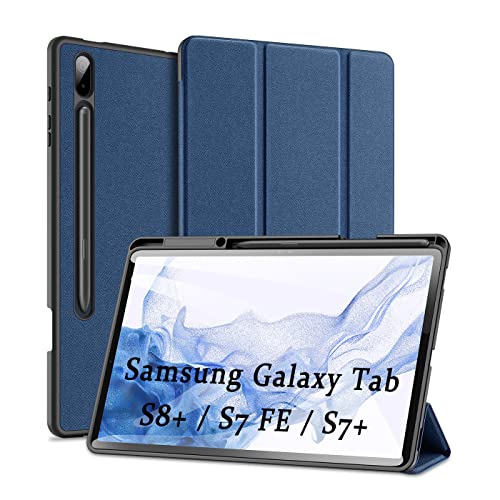 DUX DUCIS Hülle für Samsung Galaxy Tab S8 Plus (SM-X800 / X806)/ S7 FE / S7 Plus 12.4”, ltra Slim Cover TPU Ultra Leightweight Flip Hülle mit S Pen Halter, für Samsung Galaxy Tab S8+ / S7 FE, (Blau) von DUX DUCIS