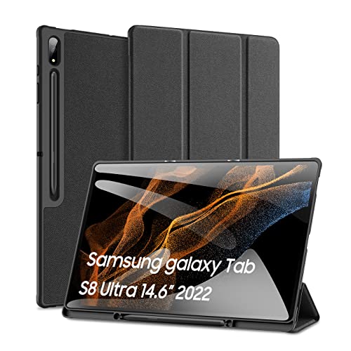 DUX DUCIS Hülle für Samsung Galaxy Tab S10 Ultra (2024) / S9 Ultra (2023) / S8 Ultra (2022) 14,6", Ultra Schlank leichte und Klappständer Schutzhülle Mit S Pen Halter und Auto Schlaf/Wach, Schwarz von DUX DUCIS