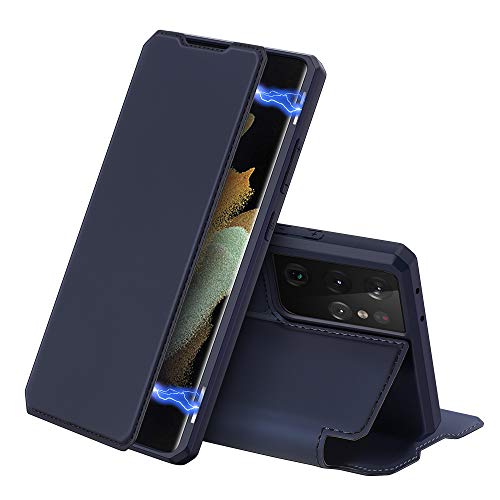 DUX DUCIS Hülle für Samsung S21 Ultra 5G, Premium Leder Klappbar Magnetic Flip Schutzhülle Handyhülle für Samsung Galaxy S21 Ultra 5G Tasche (Blau) von DUX DUCIS