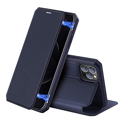 DUX DUCIS Hülle für iPhone 12/12 Pro - 6.1", Premium Leder Magnetic Closure Flip Schutzhülle handyhülle für Apple iPhone 12/12 Pro Tasche (Blau) von DUX DUCIS