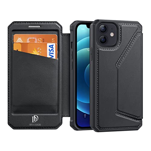 DUX DUCIS Hülle für iPhone 12 / iPhone 12 Pro, Premium Leder Klappbar Magnetic Flip Case Schutzhülle Handyhülle für Apple iPhone 12 / iPhone 12 Pro Tasche (Schwarz) von DUX DUCIS