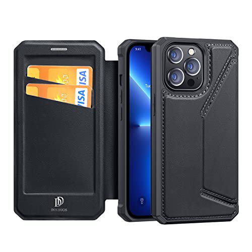 DUX DUCIS Hülle für iPhone 13 Pro, Premium Leder Klappbar Magnetic Flip Case Schutzhülle Handyhülle für Apple iPhone 13 Pro Tasche (Schwarz) von DUX DUCIS