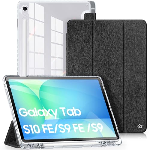 DUX DUCIS Hybrid Hülle für Samsung Galaxy Tab S10 FE / S9 FE / S9, Stoß-und Sturzschutz Hülle mit Pencil Halter, Dünn und leicht Schutzhülle mit Transparenter Hartschale auf der Rückseite, Schwarz von DUX DUCIS