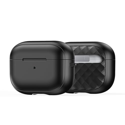 DUX DUCIS Schutzhülle für Airpods Pro, stoßfest, hart, stoßfest, Airpods Pro mit Schlüsselanhänger, unterstützt kabelloses Laden, Front-LED sichtbar (schwarz) von DUX DUCIS