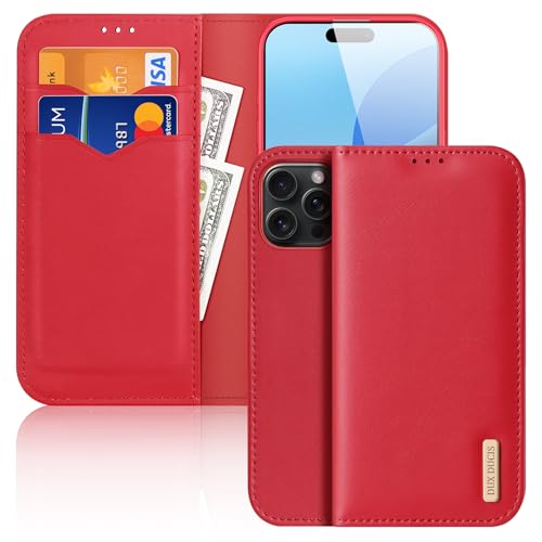 Dux Ducis HIVO Series Echtleder Handytasche für iPhone 16 Pro rot Dux Ducis HIVO Series Echtleder Handytasche für iPhone 16 Pro rot von DUX DUCIS