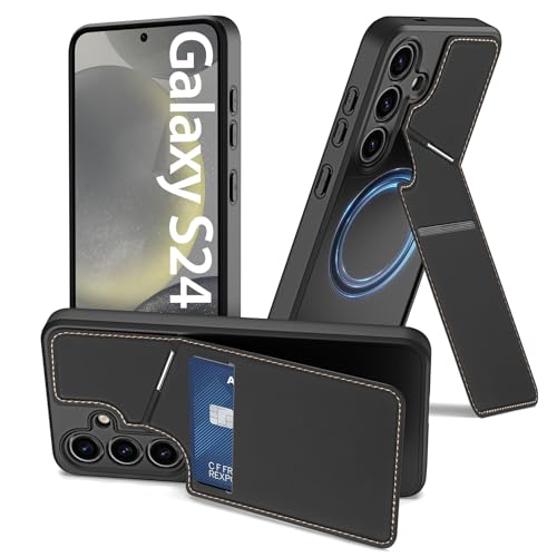 Hülle für Samsung Galaxy S24 Handyhülle mit MagSafe, Leder Schutzhülle mit Ständer Kartenfach Wallet Stoßfeste Case für Samsung S24 (6.2",Schwarz) von DUX DUCIS