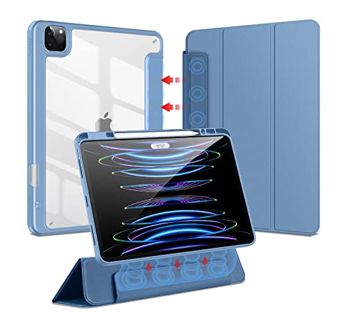 Hülle für iPad Pro 12.9 Hülle Magnetische (2022/2021) Abnehmbare Magnetische Abdeckung, Pencil 2 Kabelloses, Transparent Rückschale iPad Pro 12.9 Case (6./5. Generation) (Blau) von DUX DUCIS