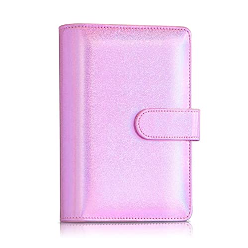 Latex Bindemittel A6 Pu. Leder-Notebook-Bindemittelabdeckung, Laser-Regenbogen 6 Ringbindemittelbinder-Budget-Geldumschläge, Planer Reisejournal for Schulbüro Bindemittel (Size : Flash Pink) von DUnLap