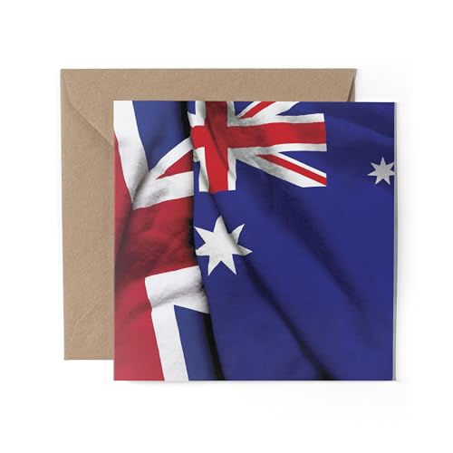 1 x Australien-Grußkarte – Australische Flagge, Reise, Großbritannien, Urlaub, Sehenswürdigkeiten, Oz Gap Year Student Emigrate New Home Celebration #81586 von DV DESIGN
