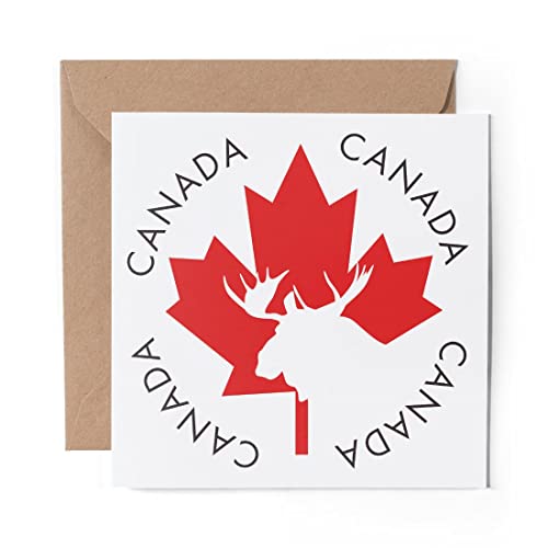 1 x Grußkarte (Fotoeinsatz) – Kanada Ahornblatt Elch Flagge – blanko Geburtstagsfeier Jahrestag #4338 von DV DESIGN