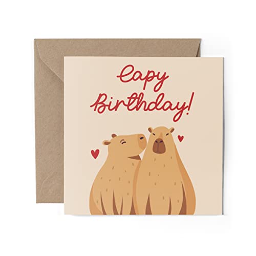 1 x Grußkarte – Capybara Tier Wildlife Wild Nature Lustiger Wortspiel Happy Thank You Friend Lover Fan Mama Papa Kids #79645 von DV DESIGN