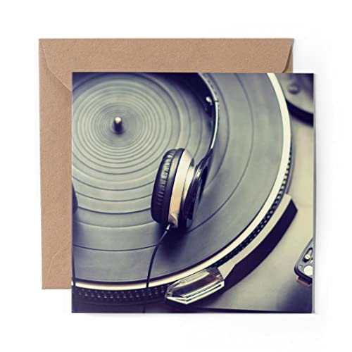 1 x Grußkarte (Fotoeinsatz) – DJ Plattenspieler Vinyl Schallplatte – blanko Geburtstagsfeier Jahrestag #3238 von DV DESIGN