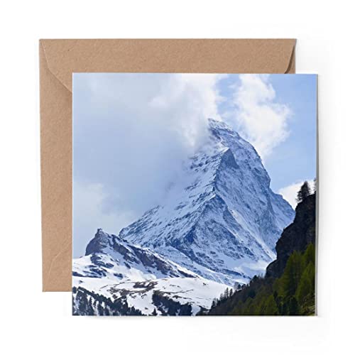 1 x Grußkarte (Fotoeinsatz) – Matterhorn Schweiz Bergski – blanko Geburtstagsfeier Jahrestag #45688 von DV DESIGN
