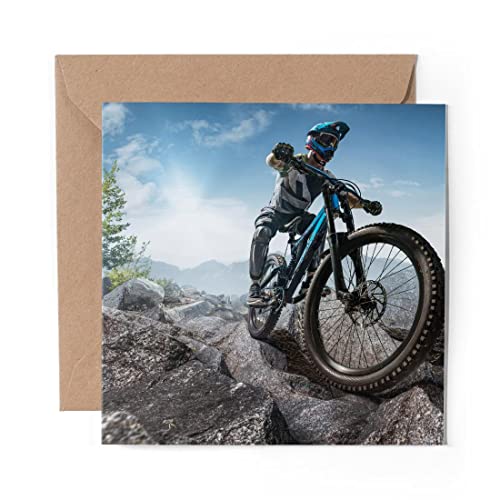 1 x Grußkarte (Fotoeinsatz) – Mountainbiker-Fahrrad – blanko Geburtstagsfeier Jahrestag #2752 von DV DESIGN
