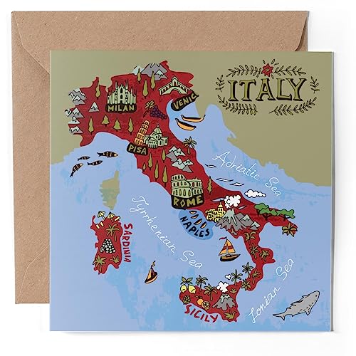 1 x Grußkarte – Italienische Karte von Rom, Reiseabenteuer – blanko Geburtstag Feier Jahrestag #58719 von DV Design