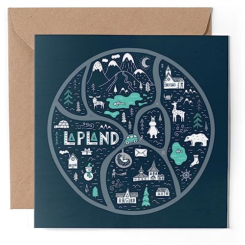 1 x Grußkarte – Karte Lappland Wahrzeichen Symbole – Blanko Geburtstag Feier Jahrestag #59597 von DV DESIGN