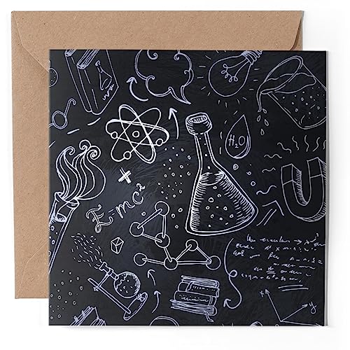 1 x Grußkarte – Schwarz Wissenschaft Design Chemie Physik – Blanko Geburtstag Feier Jahrestag #170195 von DV Design