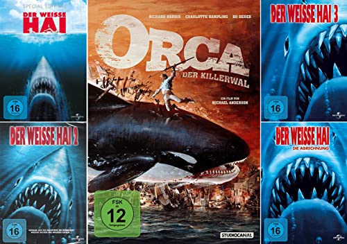 Der weisse Hai 1-4 (Teil 1+2+3+4) + Orca der Killerwal [5-DVD] von DVD