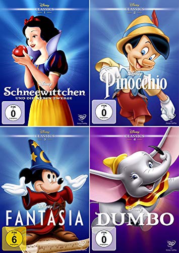 Disney Classics 1 - 4: Schneewittchen und die sieben Zwerge + Pinocchio + Fantasia + Dumbo [4er DVD-Set] von DVD