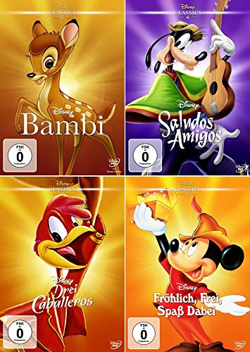 Disney Classics 5 - 8: Bambi + Saludos Amigos + Drei Caballeros + Fröhlich, Frei, Spaß Dabei [4er DVD-Set] von DVD